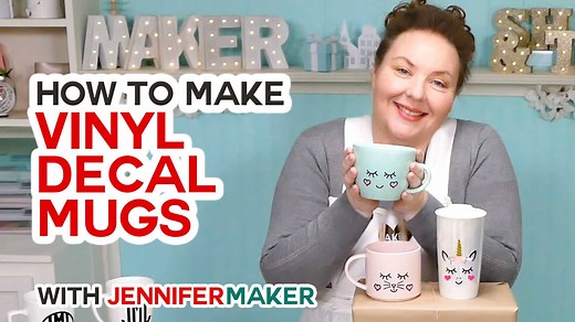 81K views · 130 reactions | Learn the RIGHT ways to apply vinyl to a mug, including how to pick the best mug, the best type of design, and the best vinyl. I tested different vinyls, even iron on (HTV), to see what would work best! Plus tips for getting your decal to curve around a mug! Get these super cute designs (unicorn included!) free on my blog! | JenniferMaker.com | Facebook