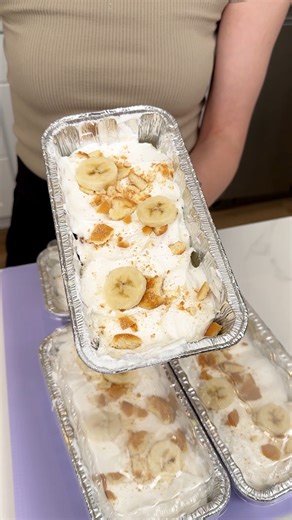 No bake dessert perfect for spring I make banana cream pudding in small loaf tins. | Justine Kameron