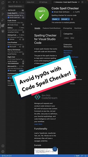 Avoid #typos with #spellchecker #shortcut life with #vscode #techtok