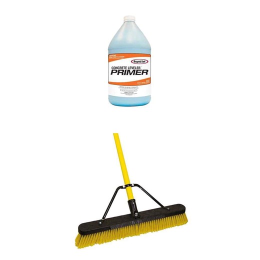 Jobsite 24 in. Multi-Surface Fiberglass Push Broom and 1 Gal. Concrete Leveler Primer Combo - The Home Depot