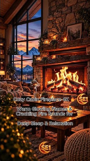 Cozy Cabin Fireplace 4K 🔥 Warm Glowing Flames & Crackling Fire Sounds for Deep Sleep & Relaxation