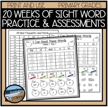High Frequency Word Activities 20 Weeks Lessons & Assessments