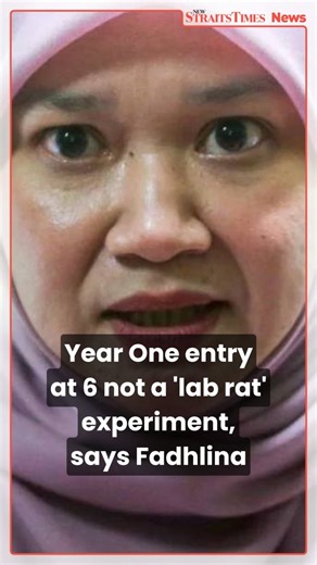#NSTTV The option to allow 6-year-old children to enrol in Year One is not a pilot programme meant to test them as "lab rats", Education Minister Fadhlina Sidek told the Dewan Rakyat today. READ MORE: https://www.nst.com.my/news/nation/2026/01/1361932/year-one-entry-6-not-lab-rat-experiment-says-fadhlina | NST Online