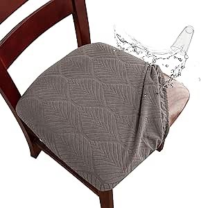 Genina Waterproof Dining Room Chair Cover Set of 6, Stretch Jacquard Seat Covers for Dining Room Chairs, Kitchen Parsons Chair Covers Slipcover Protector