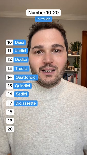 Learn Italian Numbers from 10 to 20