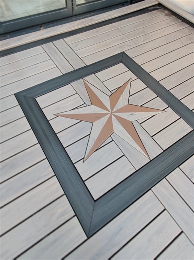 Deck inlays aren't for everyone but we certainly love the wow factor they give 💫 Apart from a serious amount of head scratching, we love doing them too 🙌🏻 Our first star inlay turned out alright, what do you think? ✴️👌🏻 #compositedecking #trexdecking #deckinginstallation #deckideas #deckgoals