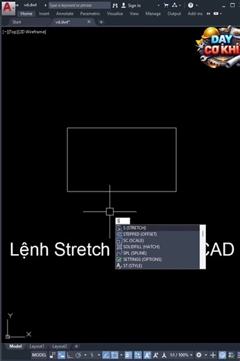Lệnh STRETCH trong AUTOCAD #xuhuongtiktok #hocautocad #xh #lenxuhuong #autocad2d