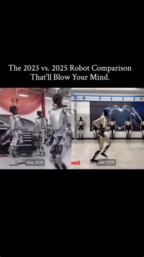 Artificial Intelligence | Ai | Technology on Instagram: "Humanoid robots just went from awkward to almost human—in just 2 years. Watch Figure (2023 vs. 2025) and Tesla Optimus (2023 vs. 2025) side-by-side. Smoother balance. Faster stride. Natural arm swing. Almost no stiffness. If this is the jump from 2023 to 2025… what does 2027 look like? 🤖 The robot future is arriving faster than we thought. 👇 Save & share if this stunned you. Follow @ai.capitan #HumanoidRobot #TeslaOptimus #FigureRobotics