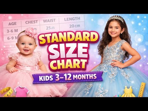 Standard size chart for Kids of 3months to 12 years