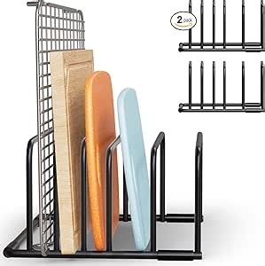 Cutting Board Organizer, 5-Slot Steel Kitchen Rack for Cutting Boards - Compact Storage for a Clutter-Free Kitchen