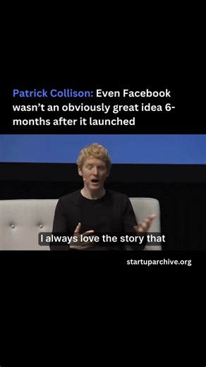 Startup Archive on Instagram: "As Patrick tells the founding story of Stripe, he reflects on the fact that he and his cofounder John weren’t quite sure how seriously to take it: “Even once we built this prototype we thought held some promise, it wasn’t obviously a great idea.” He points out that the same was true of Facebook, which was also working on a peer-to-peer file sharing product six months after it launched Facebook. “I find it very interesting that six months later it was not obvious th