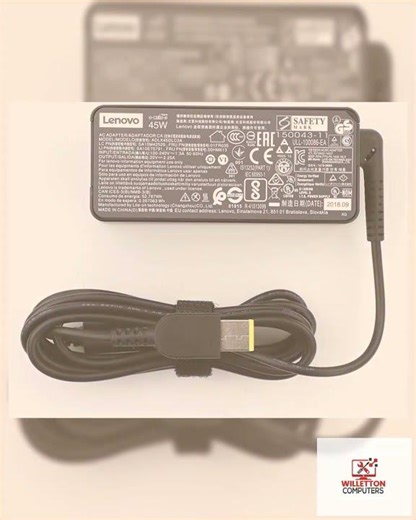 Used - Original Lenovo 45W Charger, AC Adapter, Yellow Slim Tip Connector, 20V, 2.25A, ADLX45NCC3...