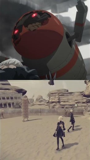 2B Weaponless fight in Anime v/s Game 🔥 #nierautomata #2b #nierautomataanime #nier #9s #animeshorts