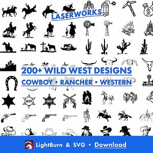 220  Wild West Designs: Cowboy, Rancher, Western (lightburn Art Library & SVG Files) - Etsy