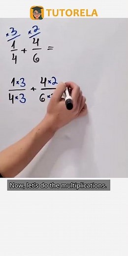 Fraction Addition: Solve 1/4 + 4/6 Step by Step #Math #OperationsWithFractions #AdditionOfFractions