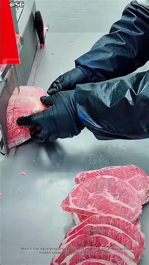 Cutting Through a Rock-Solid Frozen Steak Like Butter 🥩❄️