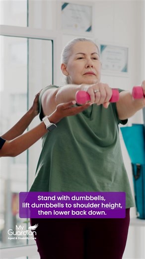 Check out these dumbbell exercises for seniors to stay strong and healthy. Keep moving, stay active, and embrace the golden years with strength and vitality. #SeniorFitness #DumbbellExercises #HealthyAging #StayActive #MyGuardian #AgedCare #HomeCare #DisabilityCare | My Guardian
