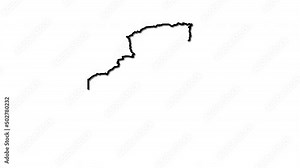 Algeria map self drawing outline animation. Line art. White background.