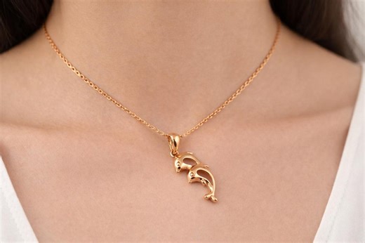 Sterling Silver Dolphin Pendant - Minimalist Ocean Jewelry - Etsy