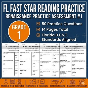 FL FAST star reading practice Assessment #1| Grade 1 -Test Prep