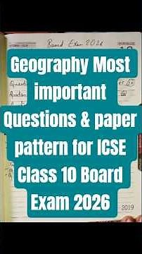 Geography Most important Questions & paper pattern for ICSE Class 10 Board Exam 2026 #icse#geography