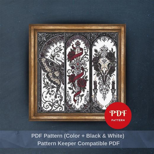 Dark Gothic Cross Stitch Pattern PDF, Skull Design (pattern Keeper Compatible, Instant Download) - Etsy