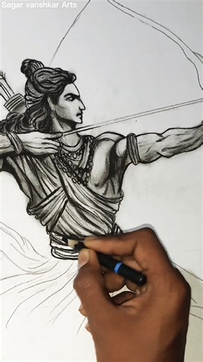 Shri Ram Drawing 🔥 | Jai Shree Ram | Trending Art Shorts 🙏 #drawing #sketch #ram #shorts