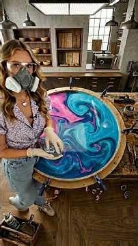 Breathtaking Neon Marbled Resin Shattered Glass Table! 💖