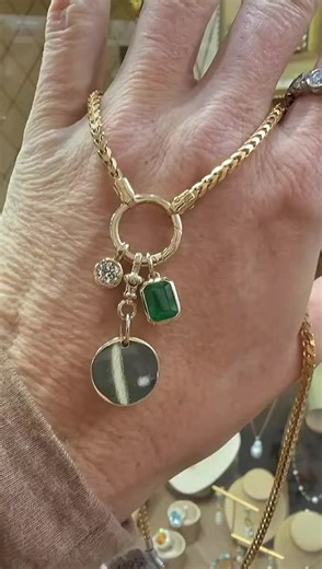 Chunky Charm Stack with Diamonds and Emeralds