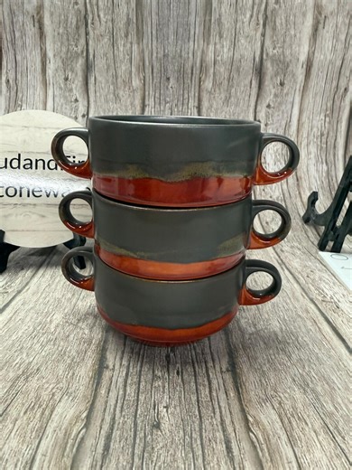 Hand Painted Stoneware Small Stackable Dessert Snack Bowls Set of 3 - Etsy