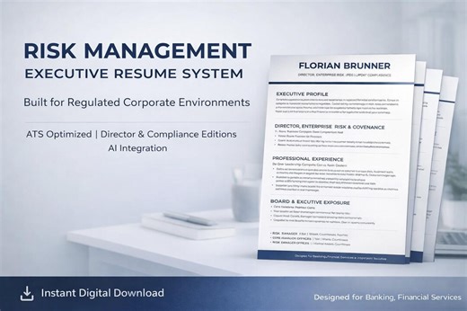 Risk Management Resume Template |ATS Executive Resume System for Compliance,risk Manager&director | Corporate Resume cover Letter ai Prompts - Etsy