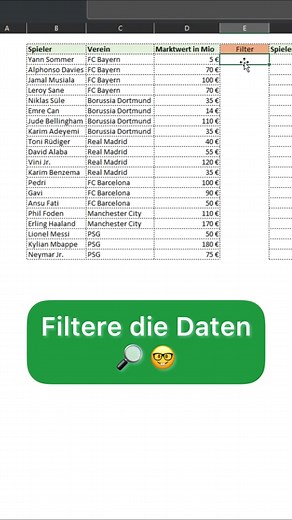▶️ Mit der FILTER Funktion können Tabellen schnell nach Kriterien gefiltert werden. Besonders bei großen Tabellen ist die Funktion sehr hilfreich. Formel im Video: ✅ FILTER(Matrix;Suchspalte=Suchkriterium) #excel #exceldeutschland #tippsundtricks #zeitsparen #work #exceltips #work #fyp #viral #exceltricks #exceltraining #foryoupage #spreadsheets #msexcel