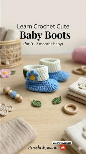 Crochet baby boots tutorial 👶 0-3 months ❤️..#crochetbabyboots #babyfashion #madeforbaby