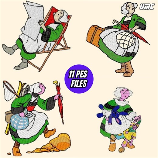 Becassine 11 Embroidery PES Files – JPG & Size Guide Embroidery Design Bundle - Etsy