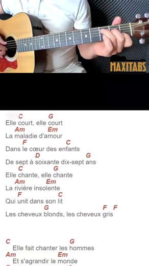 Maxitabs on Instagram: "Joue et Chante LA MALADIE D'AMOUR en arpège à la guitare 🎁 Ton pack gratuit des 10 partitions PDF les plus populaires : https://urlz.fr/lSJe"