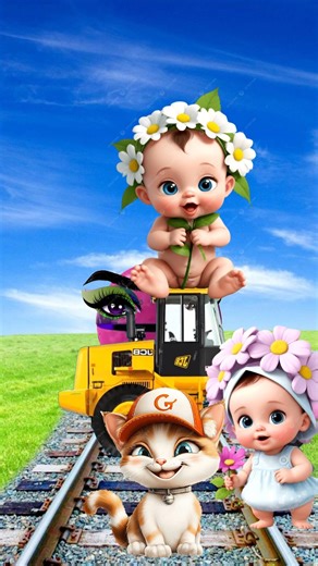 White colors Cute cat & baby vshorse&traindriver tom vfx #funny #magic #video #YouTube #short