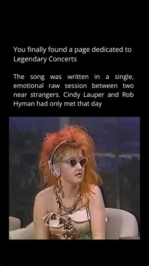 Legendary Concerts on Instagram: "Time After Time was written during a single, emotionally intense session between Cyndi Lauper and Rob Hyman, who had only just met earlier that day. In 1983, Hyman was brought in as a co writer while Lauper was working on her debut album She’s So Unusual, and the two quickly connected over shared vulnerability rather than polished pop ideas. The song began with a simple piano motif Hyman had been developing, but it was Lauper who shaped its emotional core, drawi