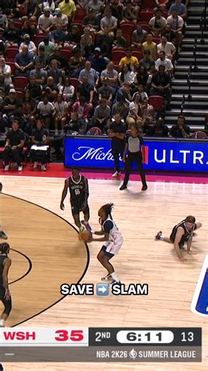 1.2M views · 6.8K reactions | Alex Sarr saves the possession and FINISHES it off with the 2-HAND JAM! ‍ BKN-WAS | #NBA2KSummerLeague on ESPN 2 | NBA | Facebook