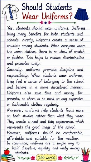 Should Students Wear Uniforms? Essay in English | 150 Words | Smart School Essay