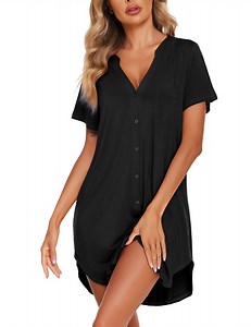 Avidlove Womens Nightgown Button Down Pajama Dress Sexy Ladies Sleepwear Maternity Night Shirts