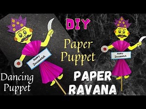 Dussehra Craft | Ravana Paper Craft | Paper Ravan Puppet | Ravana Stick Puppet ‪@craftthebest1‬
