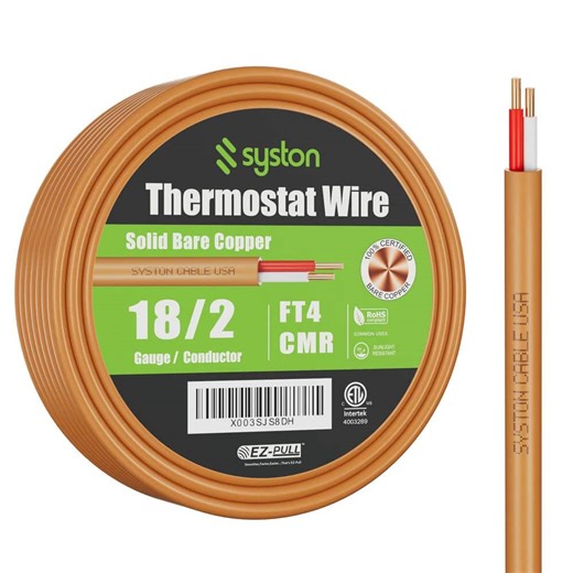 Check The Home Depot's Q&A Before Buying: Syston Cable Technology 100 ft. 18/2 Brown Solid BC CMR/CL3R Thermostat Wire