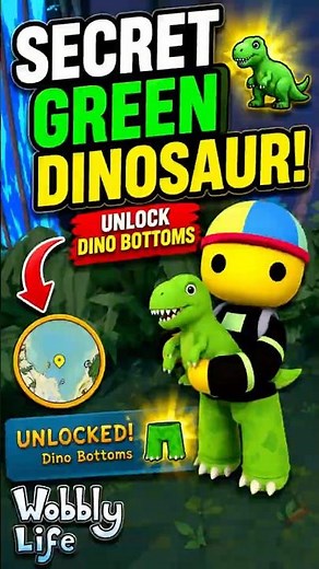 Secret Green Dinosaur! 🦖 Unlock Dino Bottoms | Wobbly Life