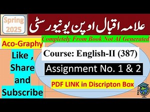 AIOU Code 387 Solved Assignment No.1 & 2 Spring 2025 || Subject: English - II || Level: FA/I.Com