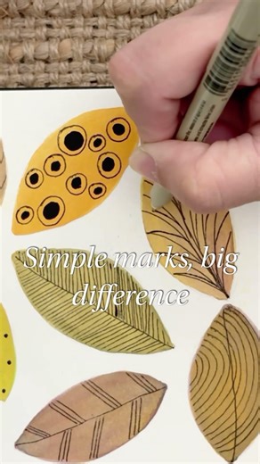 Mark Making on Botanical Leaves ✍️ Pen Details #artshorts #paintingdrawing #artiststudio