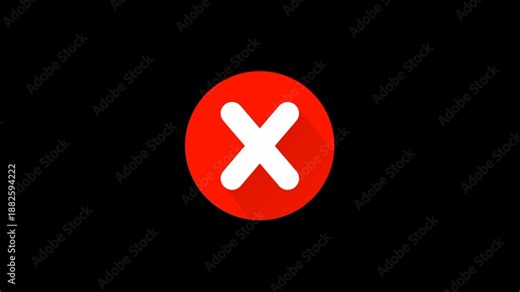 Standard red circle with a white X icon representing error, rejection, or cancellation.
