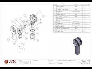 SolidWorks Tutorial Part 14: Exploded View Drawing of Portable Mist Spray Fan