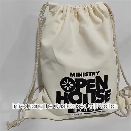 Custom Promotional Canvas String Bag Backpack Cinch Bag with Logo Canvas Shopper Drawstring Pouch Backpack Bags
