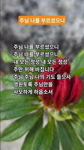 주님 나를 부르셨으니 복음성가