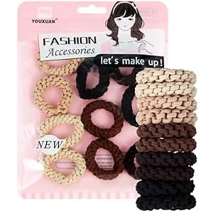 Youxuan Elastic Hair Ties for Women - No Damage, No Slip, No Pull Hair Bands - Comfortable Handmade Braided Polybands for Girls - 10-Pack Multi Colors Polyester Scrunchies